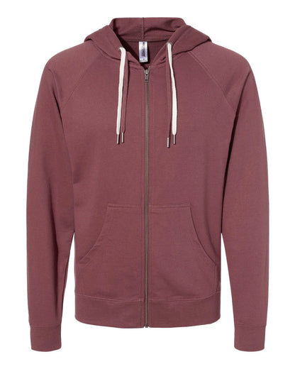 Independent Unisex Lightweight Loopback Terry Zip Hood